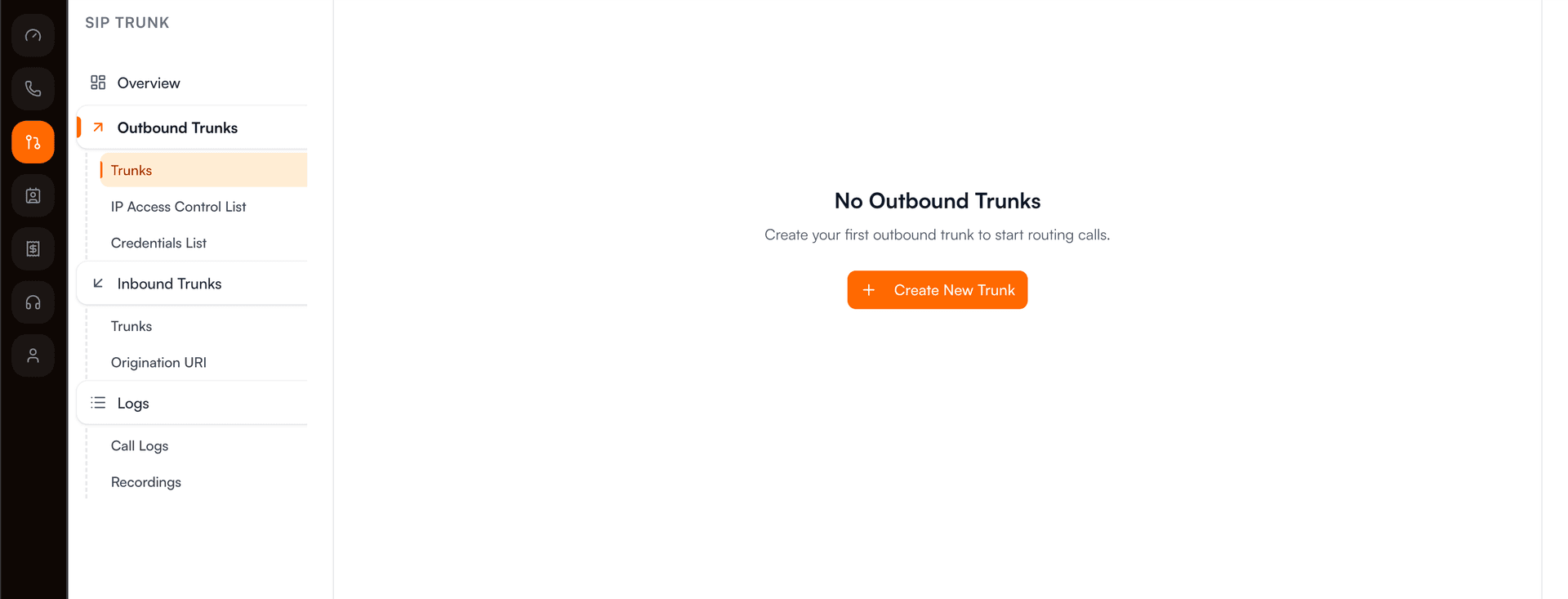 Navigate to SIP Trunks in Vobiz Console