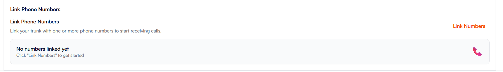 Link Number for Inbound Calls