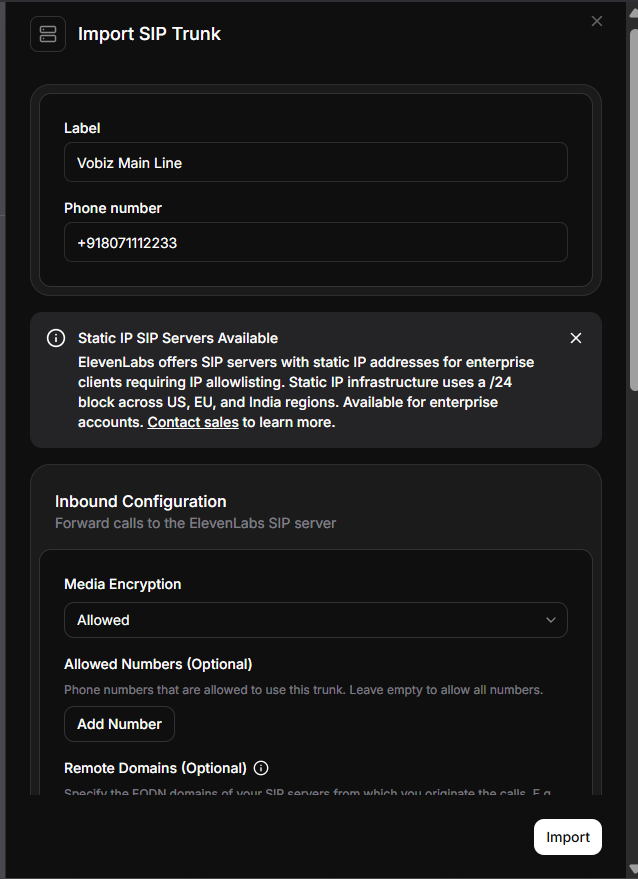 Label Phone Number in ElevenLabs